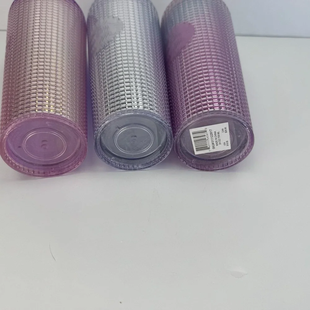 (3) Starbucks Platinum Silver Grid Disco Holiday 2020 Cold Cup Tumbler Christmas